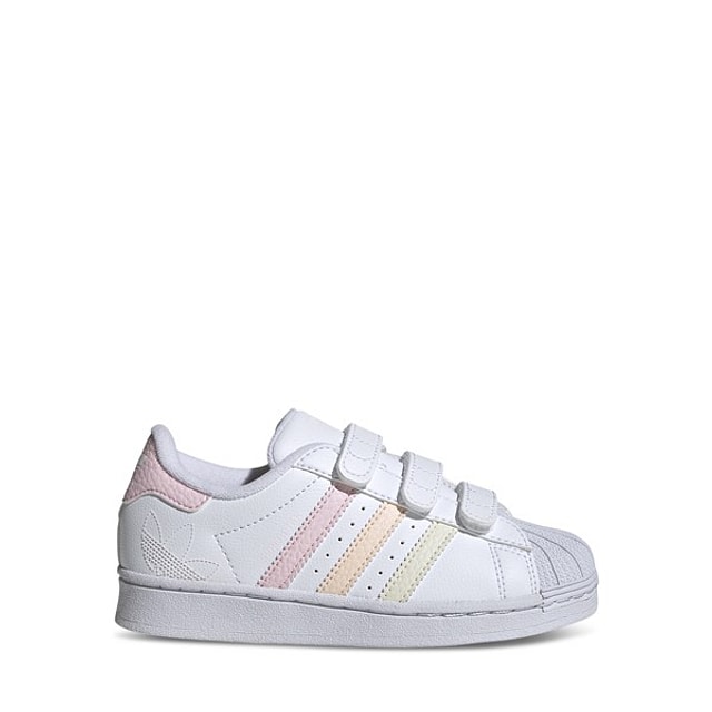 adidas Little Kids' Superstar Sneakers White/Pink/Orange/Yellow, Largeittle Kid Leather