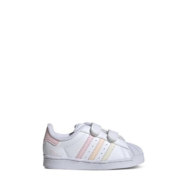 adidas Toddler's Superstar Sneakers White/Pink/Orange/Yellow, Toddler Leather