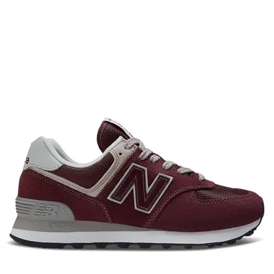 New Balance Women's 574 Sneakers in Burgundy/Gray in Bourgogne, Size 6, Suede