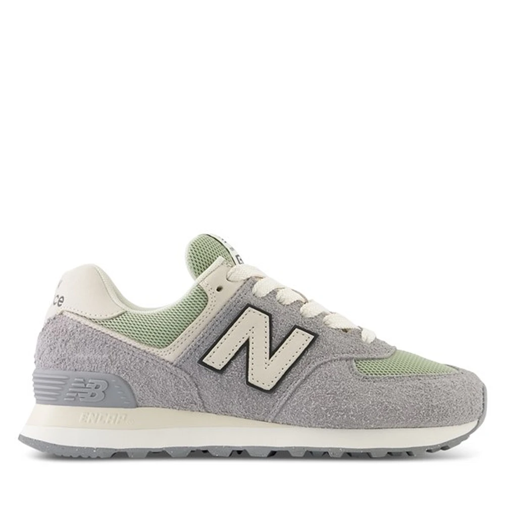 New Balance Women's 574 Sneakers in Gray/Green, Size 5.5, Suede