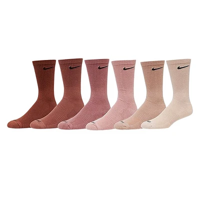 Nike Six Pack Everyday Plus Cushioned Crew Socks Red/Pink/Beige Brun Misc, Nylon