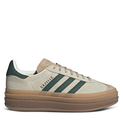 adidas Women's Gazelle Bold Platform Sneakers White/Green/Brown, Leather
