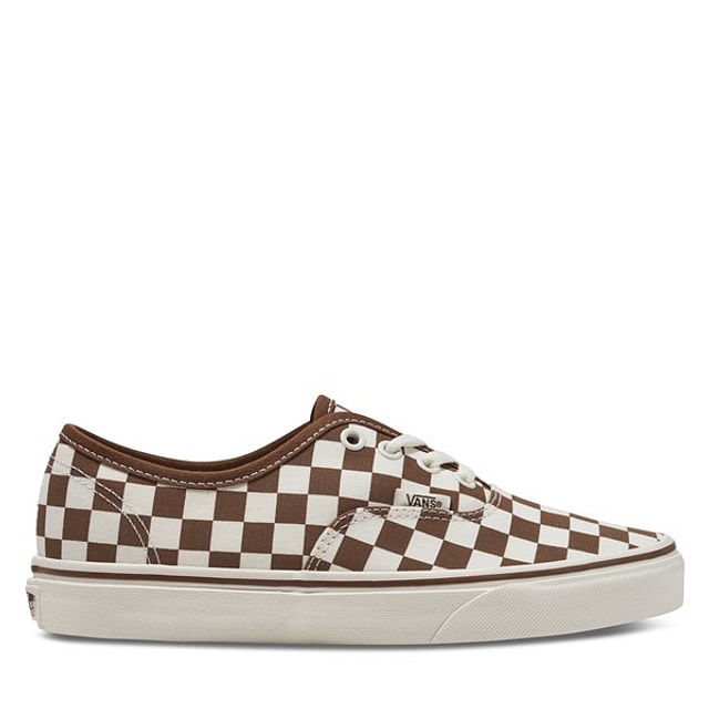 Vans Authentic Checkerboard Sneakers Off-White/Brown, Womens / Mens Canvas