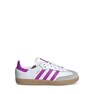 adidas Little Kids' Samba OG Sneakers White/Purple/Gum, Largeittle Kid Leather