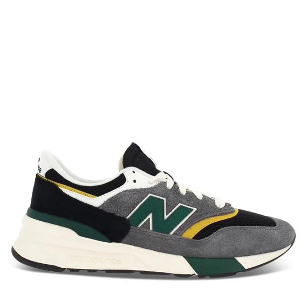 New Balance Men's 997R Sneakers Gray/Green/Yellow, Suede
