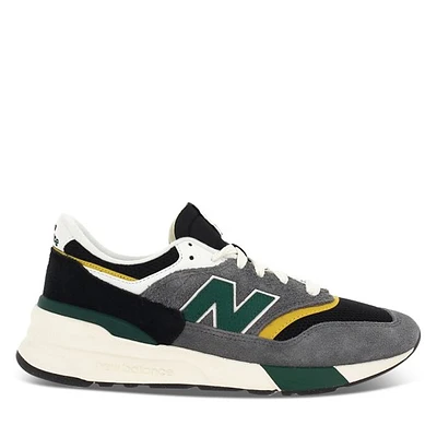 New Balance Men's 997R Sneakers Gray/Green/Yellow, Suede
