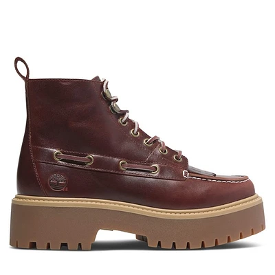 Timberland Women's Stone Street 7-Eye Platform Boots in Bourgogne, Size 5.5, Leather