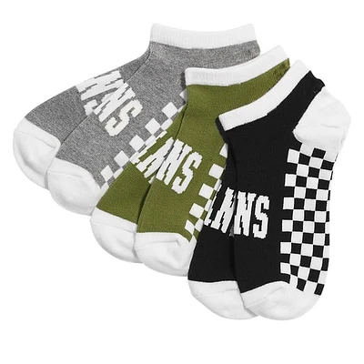 Vans Three Pack Arched Kick Socks in White/Green/Gray/Black, Nylon