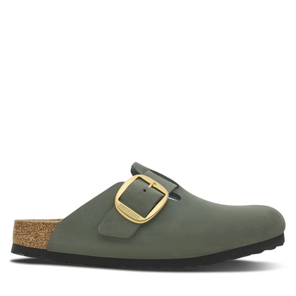 Birkenstock Women's Boston Big Buckle Clogs Thyme Green Moyen, / EU Suede