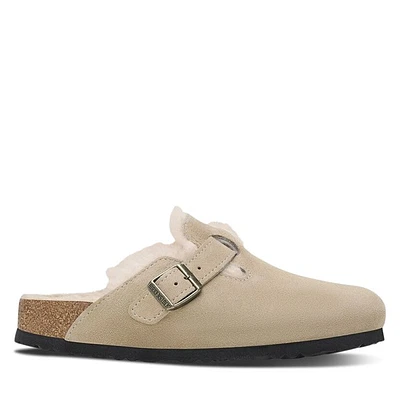 Birkenstock Women's Boston Shearling Clogs Taupe, / EU Suede