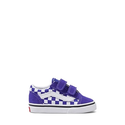 Vans Toddler's Old Skool V Checkerboard Sneakers Blue/White, Toddler Canvas