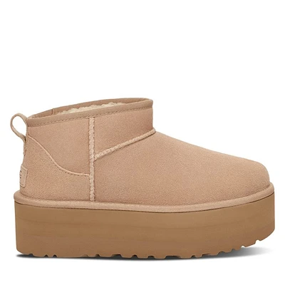 UGG Women's Classic Ultra Mini Platform Boots Beige, Leather