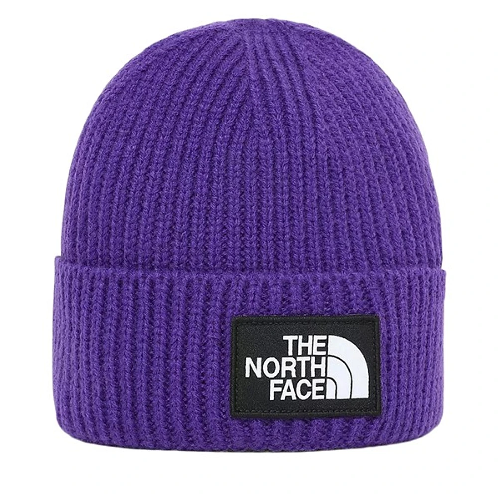 The North Face Logo Box Beanie Hat in Purple, Acrylic
