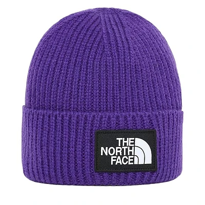 The North Face Logo Box Beanie Hat in Purple, Acrylic