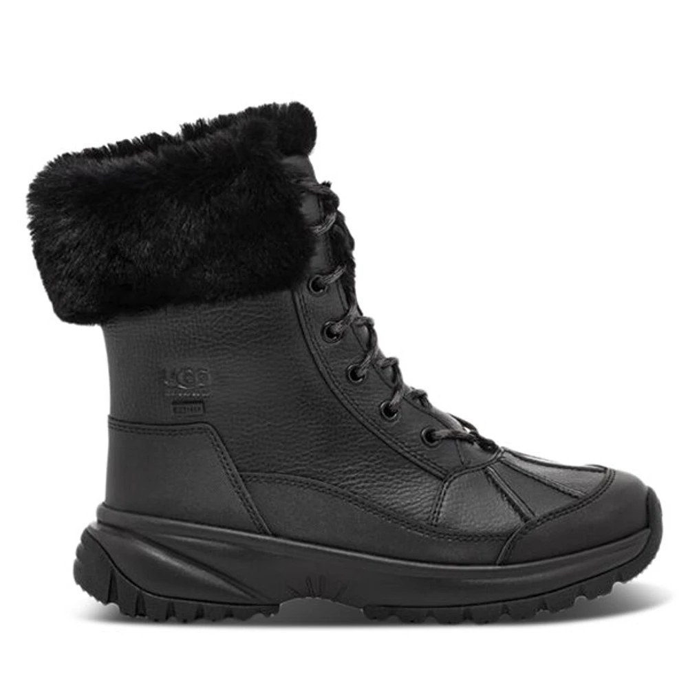 UGG Women's Yose Fluff Winter Waterproof Boots Black, Leather