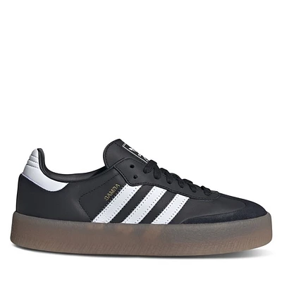 adidas Women's Sambae Platform Sneakers Black White Black, Leather