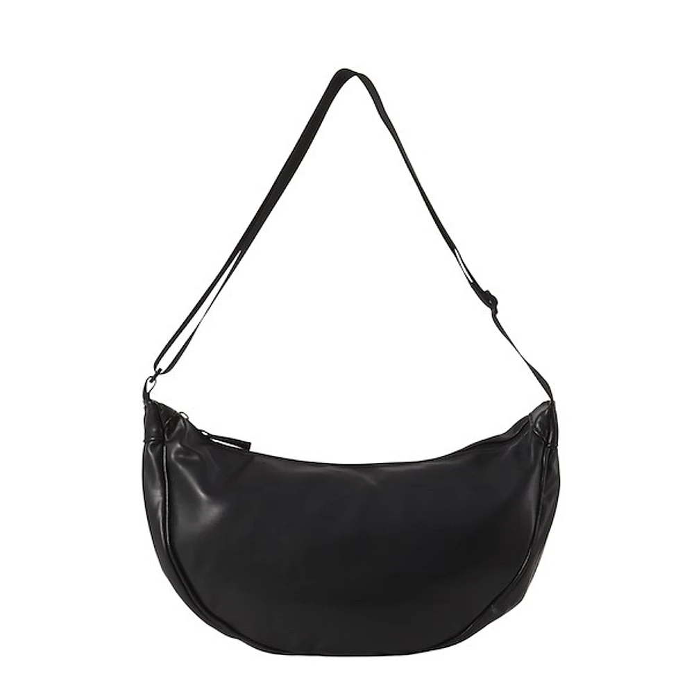 Floyd Half Moon Shoulder Bag in Black, Polyester