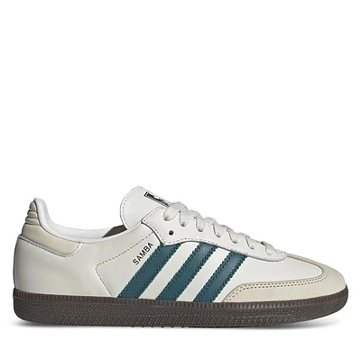 adidas Women's Samba OG Sneakers White/Teal White Misc, Leather