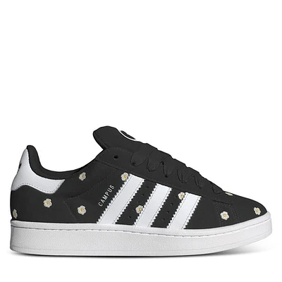 adidas Women's Floral Embroidery Campus 00s Sneakers Black White, Suede