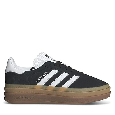adidas Women's Gazelle Bold Platform Sneakers Black White, Suede