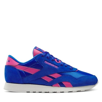 Reebok Women's Classic Nylon Sneakers Blue/Pink, Suede
