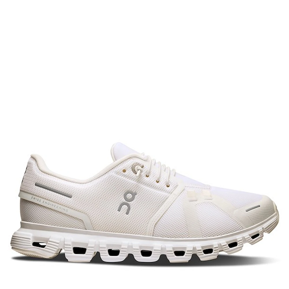 On Women's Cloud 6 Athletic Sneakers White, Rubber