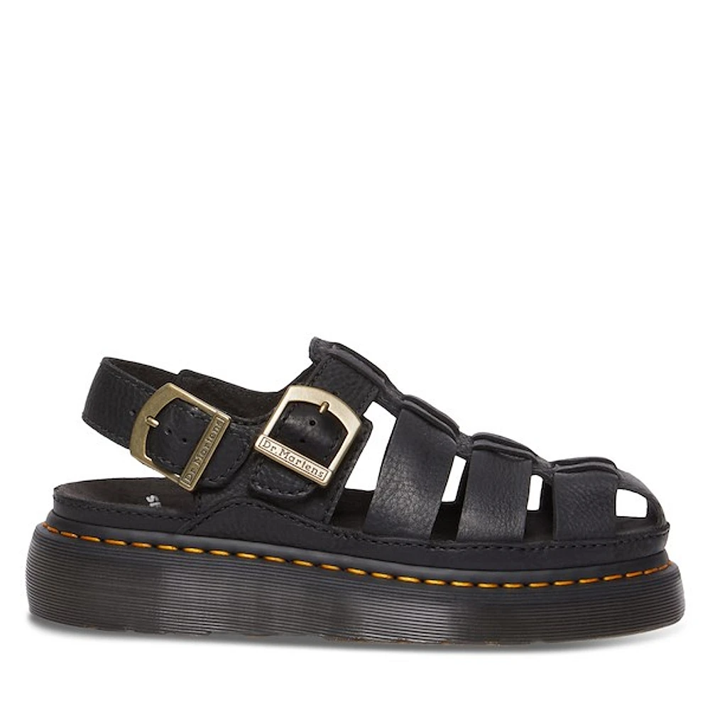 Dr. Martens Wrenlie Grizzly Leather Fisherman Sandals Black, Womens / Mens