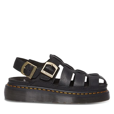 Dr. Martens Wrenlie Grizzly Leather Fisherman Sandals Black, Womens / Mens