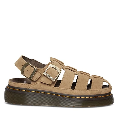 Dr. Martens Wrenlie Grizzly Suede Fisherman Sandals Beige, Womens / Mens
