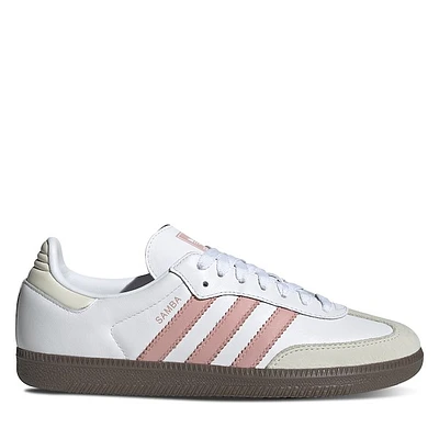 adidas Women's Samba OG Sneakers White/Pink White Misc, Leather