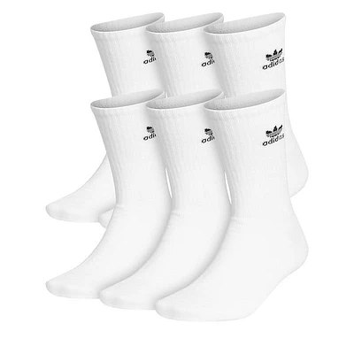 adidas Six Pack Cushioned Trefoil Crew Socks White, Polyester