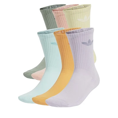 adidas Six Pack Cushioned Trefoil Crew Socks Multi-Color Colours Pastel, Polyester