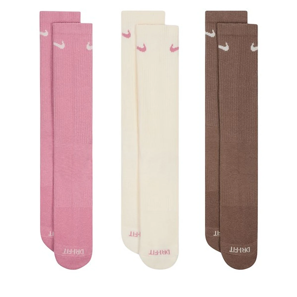 Nike Everyday Cushion Crew Socks Pink/Cream/Brown Rose Misc, Polyester