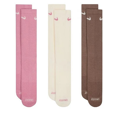 Nike Everyday Cushion Crew Socks Pink/Cream/Brown Rose Misc, Polyester