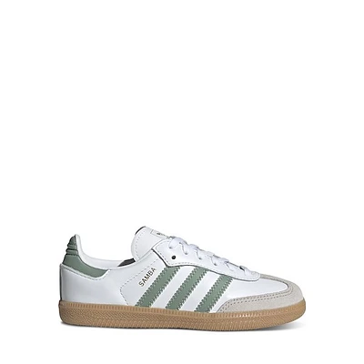 adidas Little Kid's Samba OG Sneakers White/Silver Green, Largeittle Kid Leather