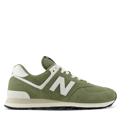 New Balance Men's 574 Sneakers Olive/Off-White Green Moyen, Suede