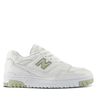 New Balance Women's BB550 Sneakers White/Olive Green, Leather