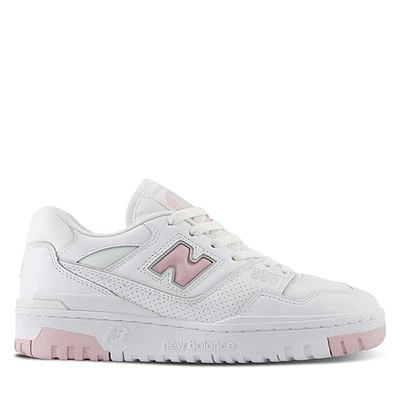 New Balance Women's BB550 Sneakers White/Pink White Misc, Leather
