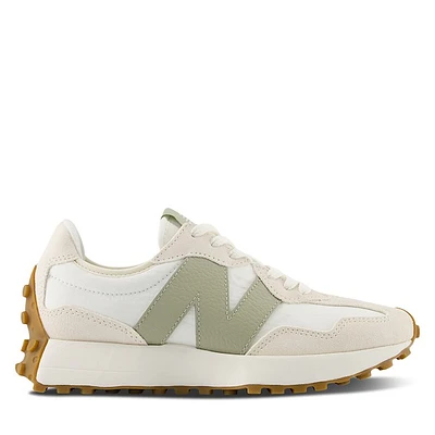 New Balance Women's 327 Sneakers Linen/Olive White Misc, Suede