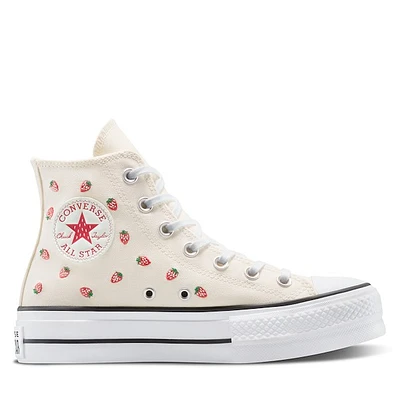 Converse Women's Chuck Taylor All-Star Hi-Lift Strawberry Sneakers in White Misc, Size 6.5, Canvas