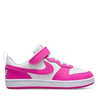 Nike Little Kids' Court Borough Low Sneakers White/Pink White Misc, Largeittle Kid Leather
