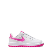 Nike Little Kid's Air Force 1 Low EasyOn Sneakers White/Pink White Misc, Largeittle Kid Leather