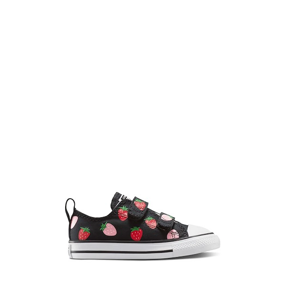 Converse Toddler's Chuck Taylor All Star Strawberry Easy On Sneakers Black White, Toddler Canvas