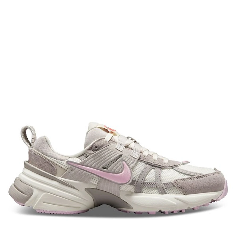 Nike Women's V2K Run Sneakers Dark Gray/Off-White/Pink Beige, Leather
