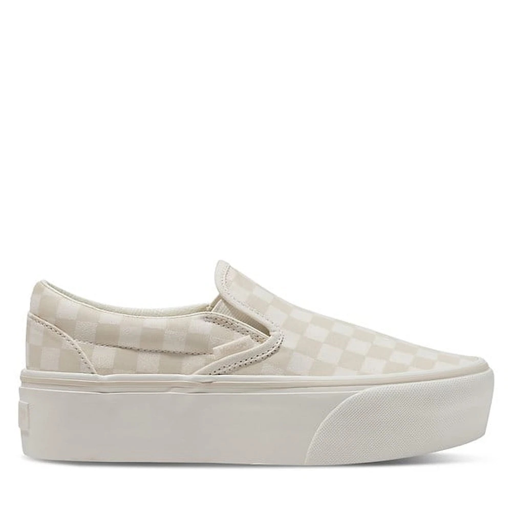 Vans Checkerboard Stackform Slip-On White/Cream White Os, Womens / Mens Canvas