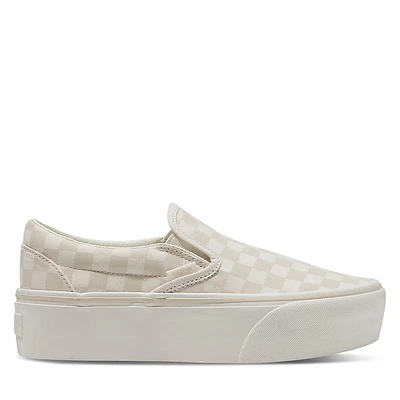 Vans Checkerboard Stackform Slip-On White/Cream White Os, Womens / Mens Canvas