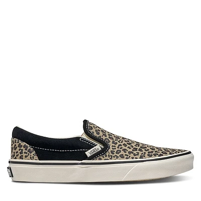 Vans Women's Slip-On Leopard Sneakers in Black/Brown in Black Misc, Size 7.5, Leather