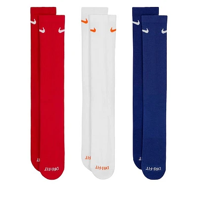 Nike Everyday Cushion Crew Socks Red/White/Blue Rouge Misc, Polyester