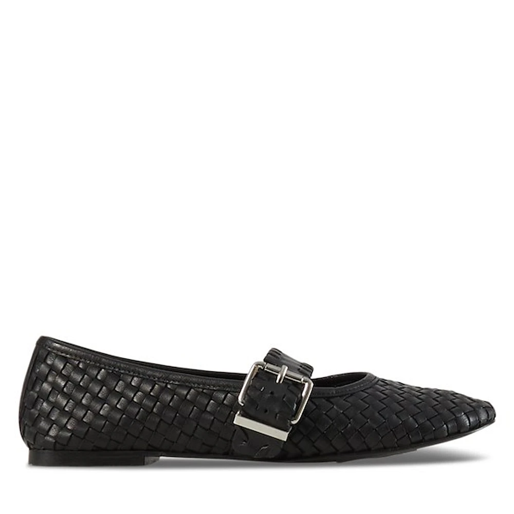 Floyd Women's Leonie Woven Ballet Flats Black, Leather