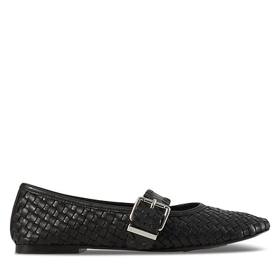 Floyd Women's Leonie Woven Ballet Flats Black, Leather